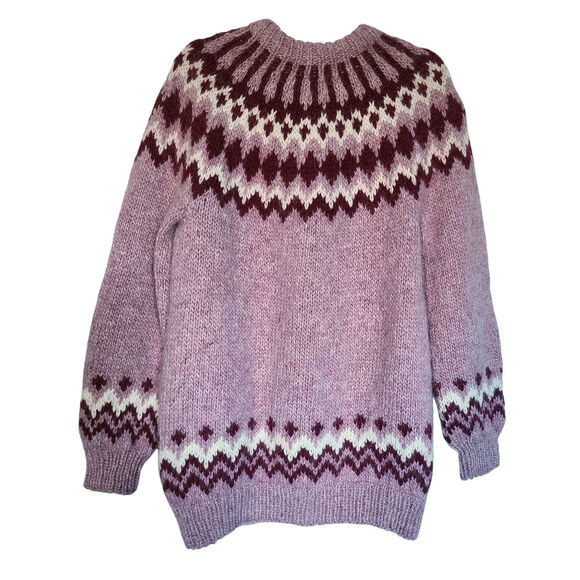 Eglis Sheep Farm Fair Isle Pure Virgin Wool Button Down Knit Cardigan Size M - Picture 6 of 7